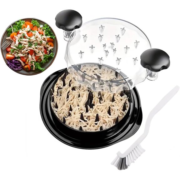 Upgrade Chicken Shredder - 10.8" Visible Meat Shredder Tool Twist for Cutting Meats Vegetables, Ergonomic Handle, Dishwasher Safe, Anti-Slip, Heat Resistant BPA-Free With Cleaning Brush (Black)