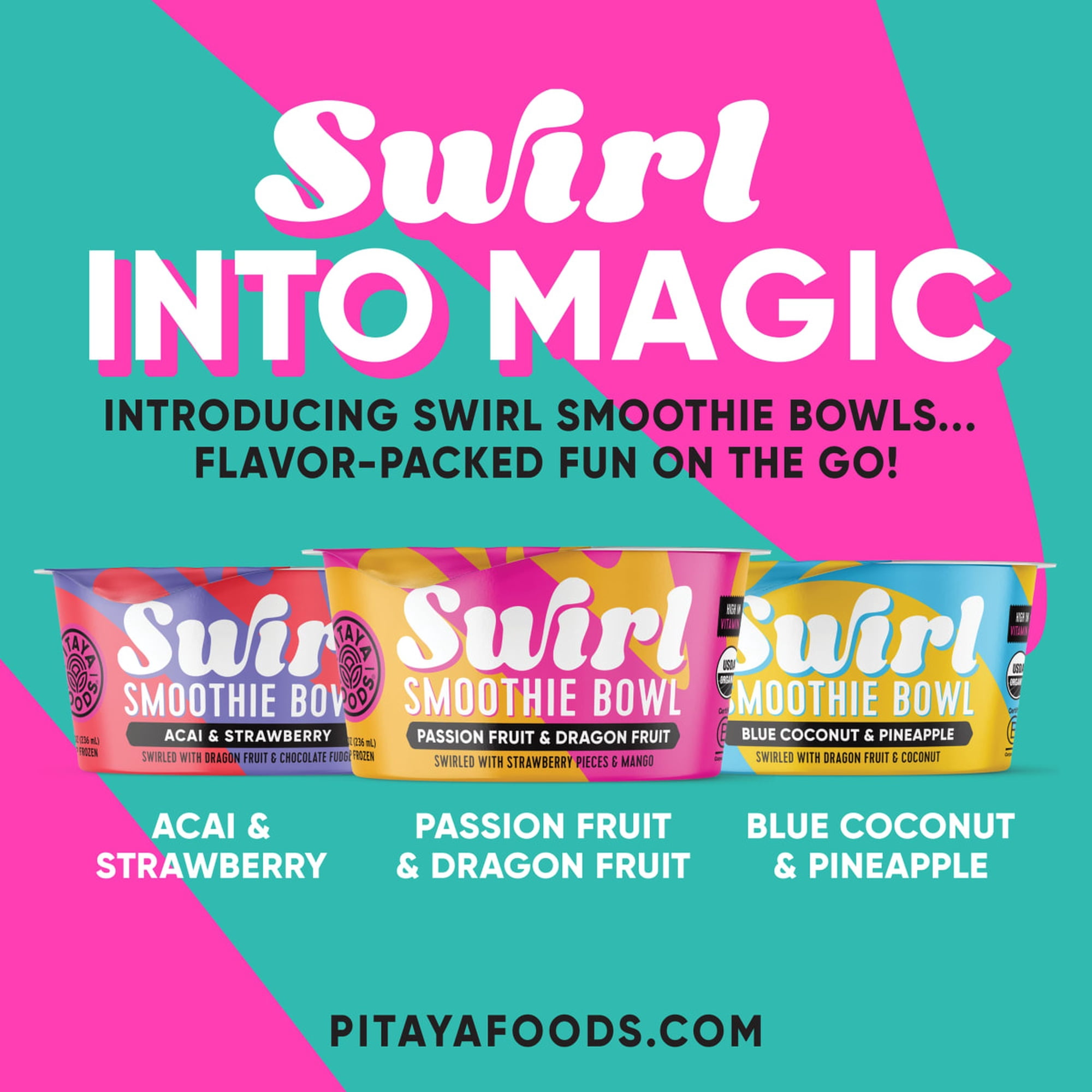 Pitaya Foods Acai and Strawberry Swirl Smoothie Bowl, 8 fl oz