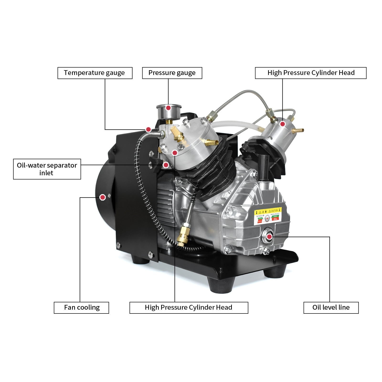 TUXING Pcp Compressor,4500Psi/300Bar/30Mpa,High Pressure Compressor with Double-Cylinder Mini Portable Air Compressor for Scuba Tank Pcp Air Rifle Paintball Gun Inflation