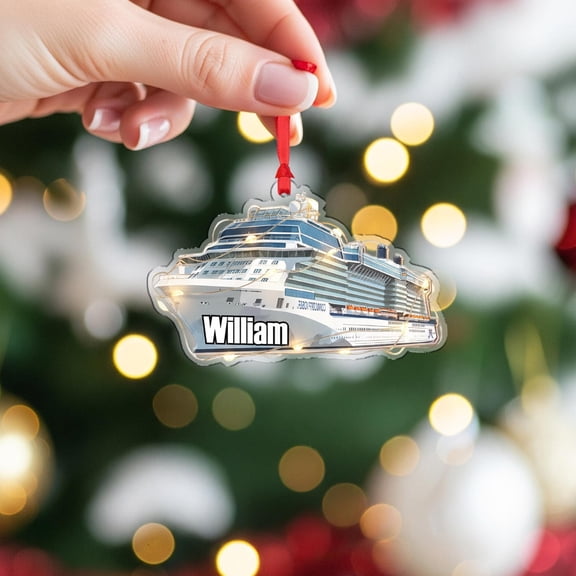 Personalized Cruise Ship Acrylic Christmas Ornament Custom Traveler Name, Cruise Vacation Holiday Tree Decor, Ocean Lover Commemorative Keepsake