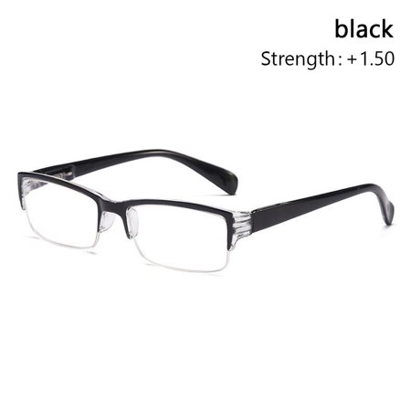 +1.00~+4.00 Portable Vision Care Spring Hinge Eyeglasses Reading Glasses Diamond-cut Presbyopia Eyewear BLACK STRENGTH +1.50