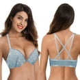 thumbnail image 5 of Curve Muse Womens Push Up Add 1 and a half Cup Underwire Halter Front Close Bras -2PK-LT BLUE,RUST-46DDD, 5 of 7