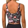 thumbnail image 3 of Fotbe Various Languages Mother Pattern Womens' Sports Bra Longline Wirefree Padded with Medium Support Sports Moisture-Wicking Workou Vest,Tank Top-Small, 3 of 9
