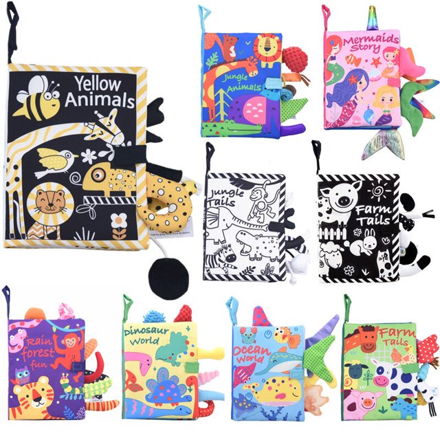 Kids Books Baby Early Learning Tearing Tail Cloth Book Parent-child Interactive Sound Paper Puzzle Baby Cloth Book Toy heqiyong LED