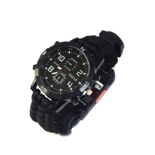 Soidarity Reloj de supervivencia, herramientas para acampar, equipo de senderismo, antorcha, mano de obra fina, suministros para exteriores, regalo carpas Negro Soidarity OD009761-01