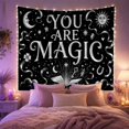 thumbnail image 2 of YOU ARE MAGIC with Celestial Symbols on Black Background, Whimsical Illustration for Witchy Decor Lovers, Occult Chalk Art Halloween Gift Tapestry Wall Hanging for Bedroom and Living Room, 2 of 7