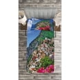 thumbnail image 3 of Ambesonne Italy Quilted Bedspread Set 2 Pcs, Positano Amalfi Naples, Twin Size, Pink Green Blue, 3 of 3