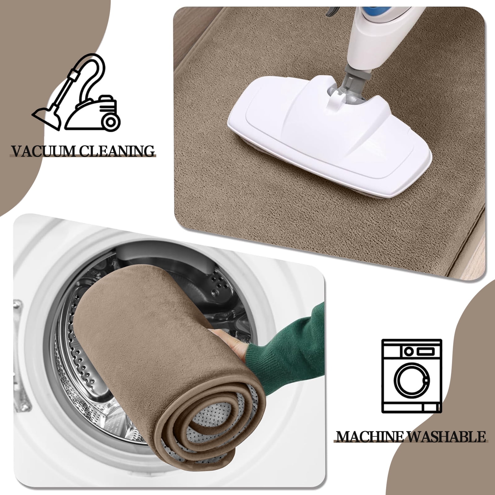 XIECUVA 1 Inch Memory Foam Bathroom Rugs, Machine Washable Non-Slip Bath Rugs, Super Absorbent Velvet (20"×32", Brown)