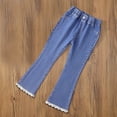 thumbnail image 2 of Utoimkio Clearance Toddler Girls Bell Bottom Jeans Elastic Waisted Wide Leg Denim Pants Size 3-14T, 2 of 3