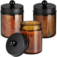 thumbnail image 1 of Tarro de boticario Komashr de cristal ámbar Qtip Holder, 240 ml, paquete de 3, 1 of 7