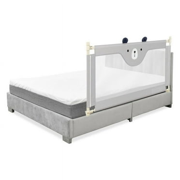 YYAo Bed Guard Rails,Bed Fence,Bed Gate for Baby,57 Inches Bed Rail for Toddlers with Double Lock-Gray