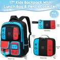 thumbnail image 2 of Kids Backpack for School Boys, 3 PCS Gamer Teen Boys Backpack with Lunch Box & Pencil Case, Black, 2 of 7