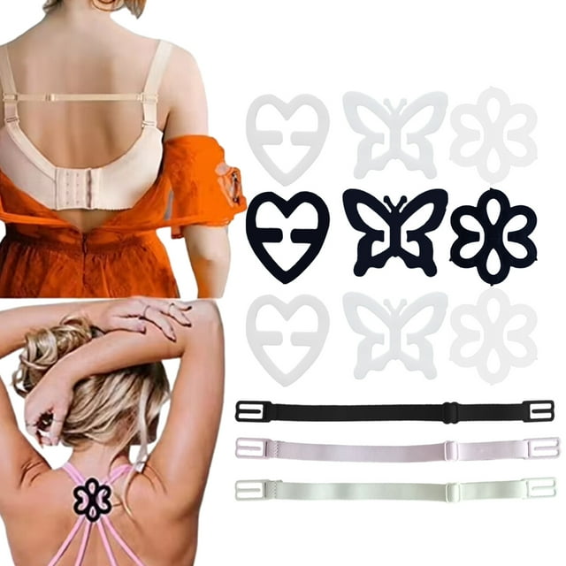 Clips para correas de sujetador, 12 clips de sujetador y soporte para correas de sujetador para mujer, clips de sujetador de tamaño de copa completa, espalda cruzada