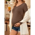 thumbnail image 5 of Weardear 4 Pack Maternity Shirt Long Sleeve Side Ruched Pregnancy Tunic Tops Casual V Neck T Shirts for Women, 5 of 6