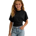 thumbnail image 5 of SOFTCCLO Girls T Shirts Short Sleeve Crewneck Solid Color Tops Pullover Loose Versatile Summer Casual Kids T Shirts Size 3-4Y, 5 of 10