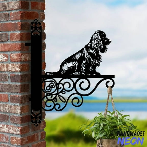 Handmadetneonsign English Cocker Spaniel Hanging Bracket, Dog Hanging Basket, Hanging Bracket For Garden 044532