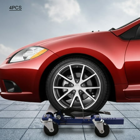 4 Pcs Minimalist Car Wheel Dolly Heavy Duty Self Loading Dolly with Ratcheting Foot Pedal 1300 Lbs 57*64cm