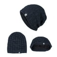 thumbnail image 2 of Xfvqtps Mens Beanie Slouchy Star Label Knitting Crochet Pullover Sport Style Vintage Fashion Stretch Windproof Coldproof Outdoor Fall Winter Warm Soft Skull Cap Navy, 2 of 4