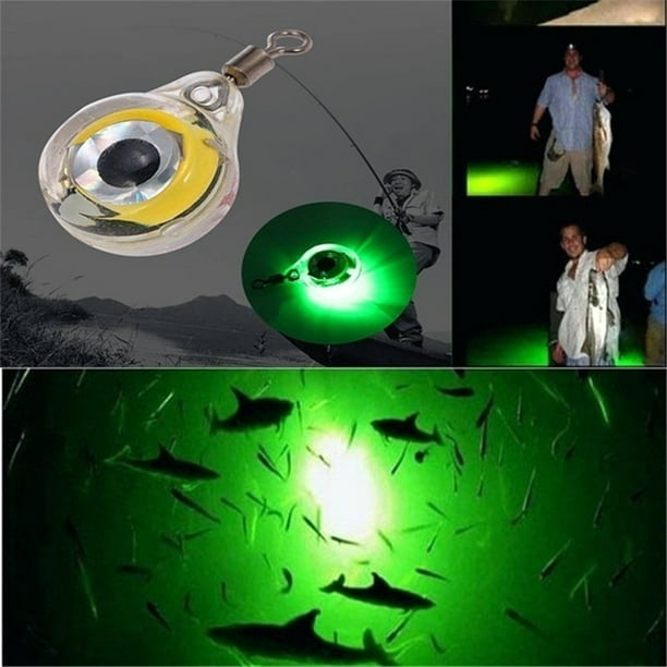 Youkk Fishing Light Glow In The Dark Mini Lures Attraction Fish Led Underwater Colorful Lures Attracting Fish Eye Shape Flashing Equipment Supplies Wh