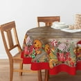 thumbnail image 2 of Christmas Tablecloth 60×60 Inch Round, Wood Gingerbread Man Cute Christmas Bear Ball Ornaments Washable Table Cover for Party Picnic Dinner Decor, 2 of 6