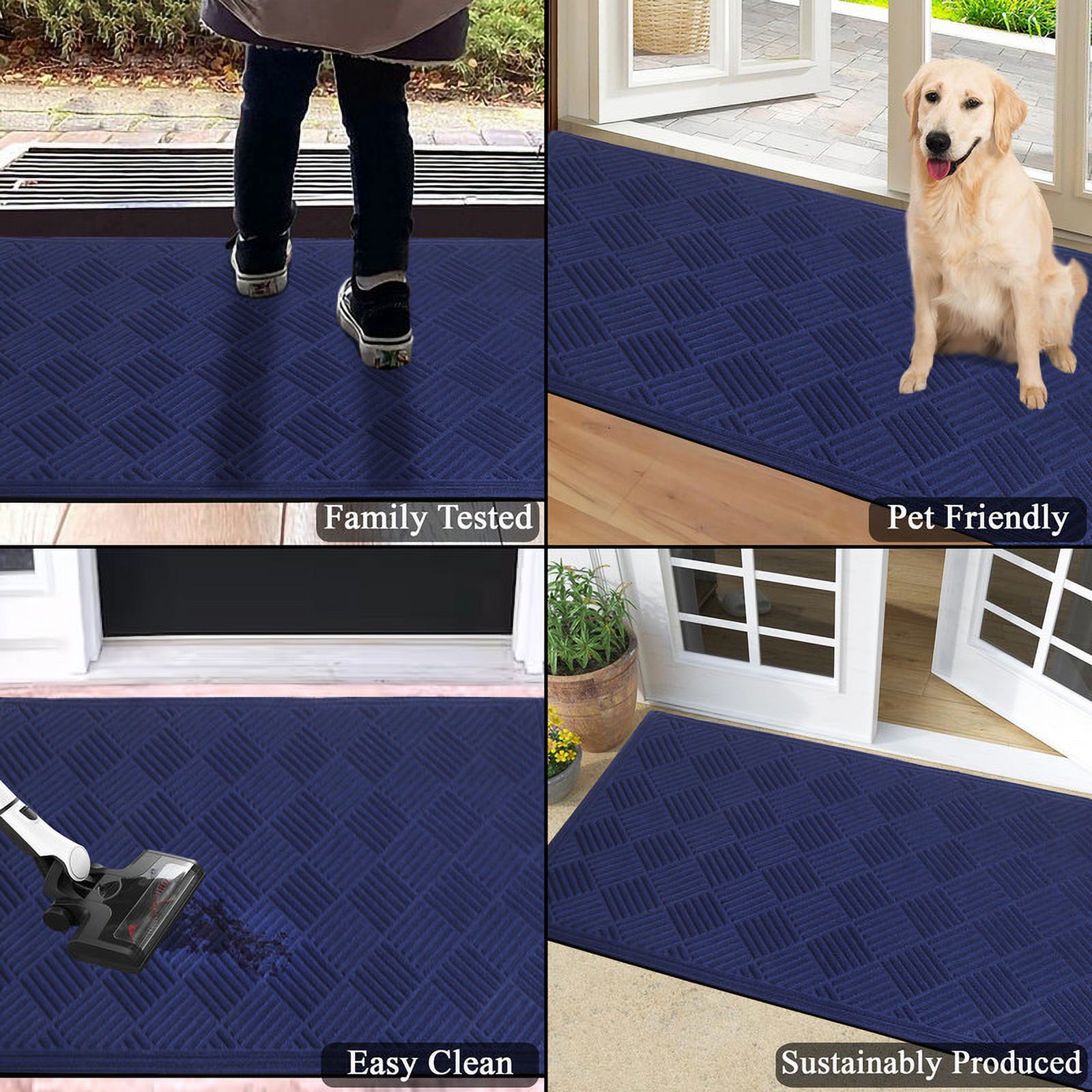 A1HC New Durable and Versatile Polypropylene Rubber Door Mat All Weather Inside Outside Door Mat Easy to Maintain for Entrance Back Doors, Patio, Garage 36" x 60"