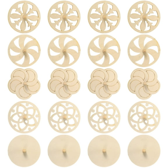 Tineasur Wooden Spinning Tops Unfinished Gyroscope 20Set Golden