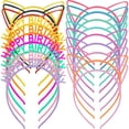 thumbnail image 2 of 18 Pieces Colorful Plastic Cat Ear Headbands Happy Birthday Skinny Hair Band Clasps Hair Hoops Headpieces Accessories for Christmas Birthday Party Decoration Gifts, 2 of 8