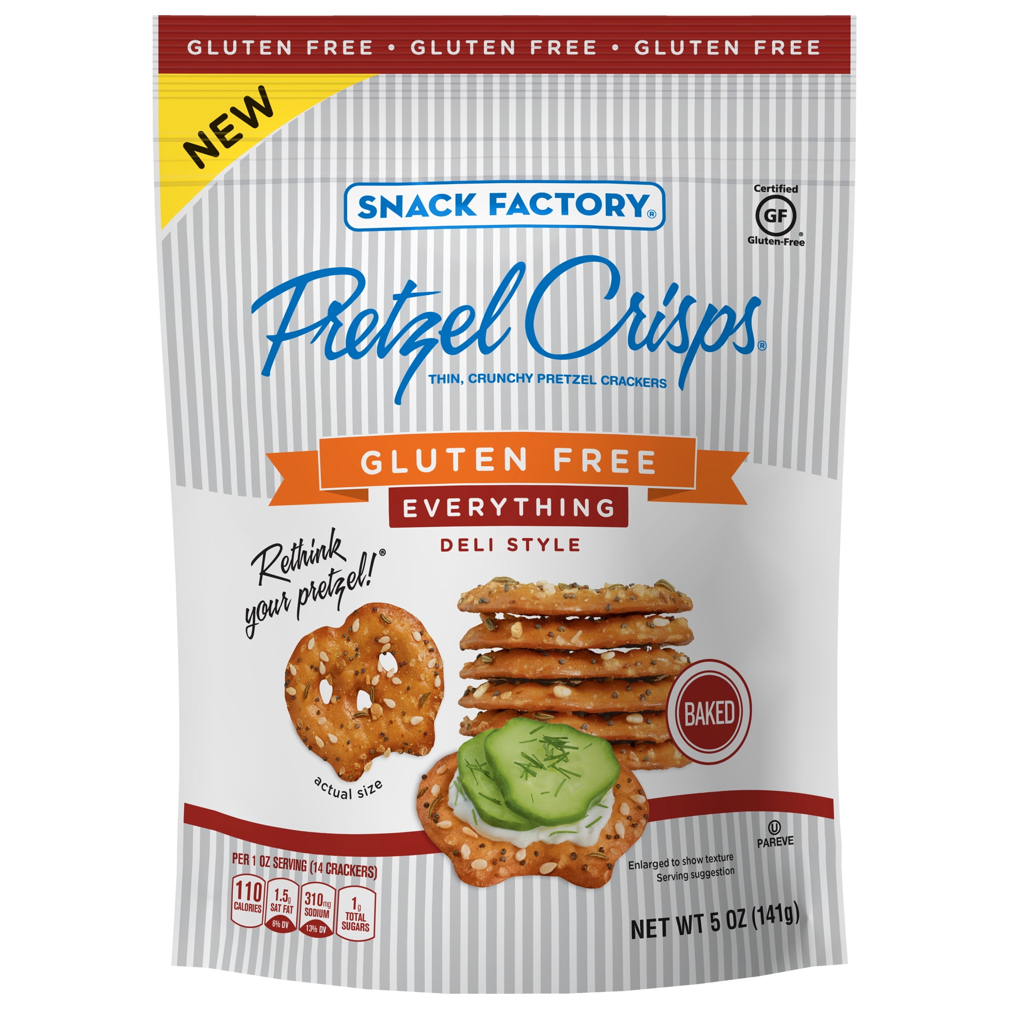 Snack Factory Pretzel Crisps Gluten Free Everything, 5 Oz.