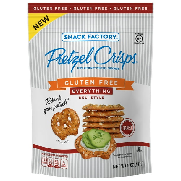Snack Factory Pretzel Crisps Gluten Free, Everything Flavor, 5 Oz Bag