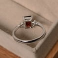 thumbnail image 2 of Garnet engagement rings, emerald cut, January birthstone, promise ring, sterling silver 925, solitaire rings, 2 of 4