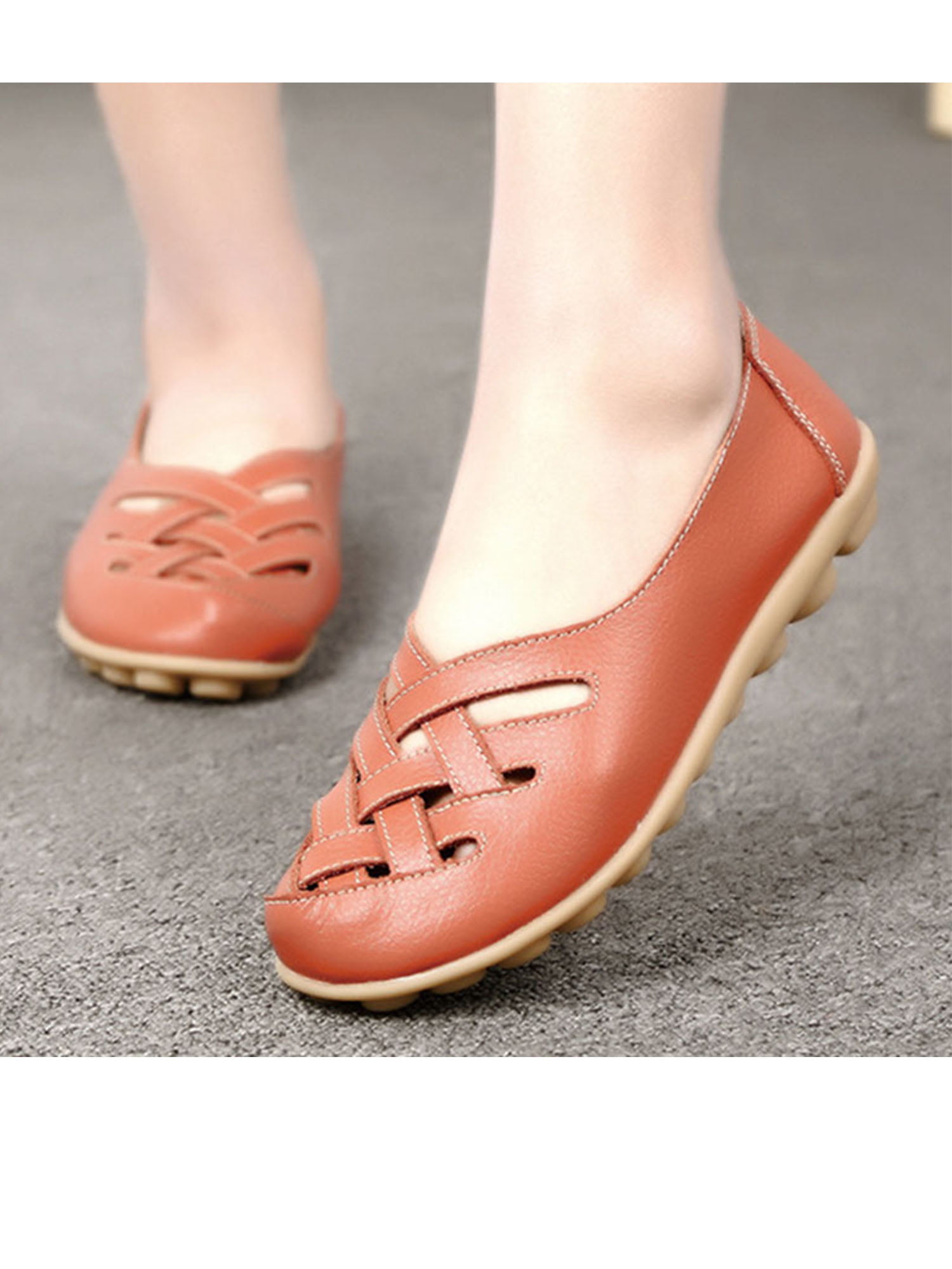 Womens Casual Shoes Leather Shoes Loafers Driving Peas Walking Moccasin Flat 