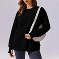 thumbnail image 2 of tarylea Crew Neck Sweatshirt for Women Long Sleeve Pullover with Thumb Holes Solid Color Tops Casual Loose Basic Athletic Tops, 2 of 8