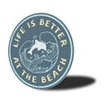 thumbnail image 4 of Life is Better at The Beach, Beach Lover Sign, Beach House Decor, Beach Bum Aluminum Metal Decor Sign - 12" Round, 4 of 4