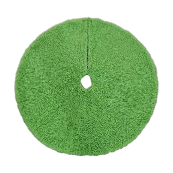 Green Long Haired Tree Skirt For Christmas Decor With Round Design Crafted From Nylon And Spandex For Luxurious Touch