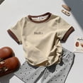 thumbnail image 4 of Girls Tshirts Summer Tops Short Sleeves Solid Color Graphic Tees Casual Crew Neck Basic Tees for Kids Coffee 9-10 Years, 4 of 5