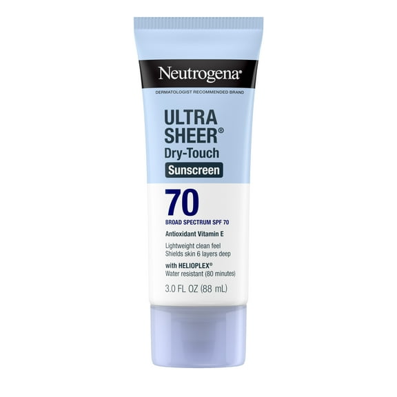 Neutrogena Ultra Sheer SPF 70 Body Sunscreen Lotion, Travel Size Sun Care, 3 fl oz