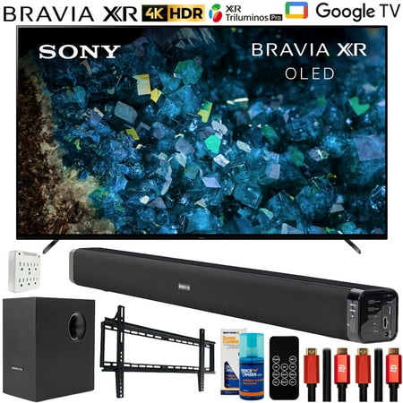 Sony XR55A80L BRAVIA XR 55" A80L OLED 4K HDR Smart TV with Google TV Bundle with Deco Gear Home Theater Soundbar with Subwoofer, Wall Mount Accessory Kit, 6FT 4K HDMI 2.0 Cables and More (2023 Model)