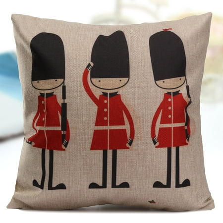 Cotton Linen British Style Print Throw Pillow Cushion Cover 18