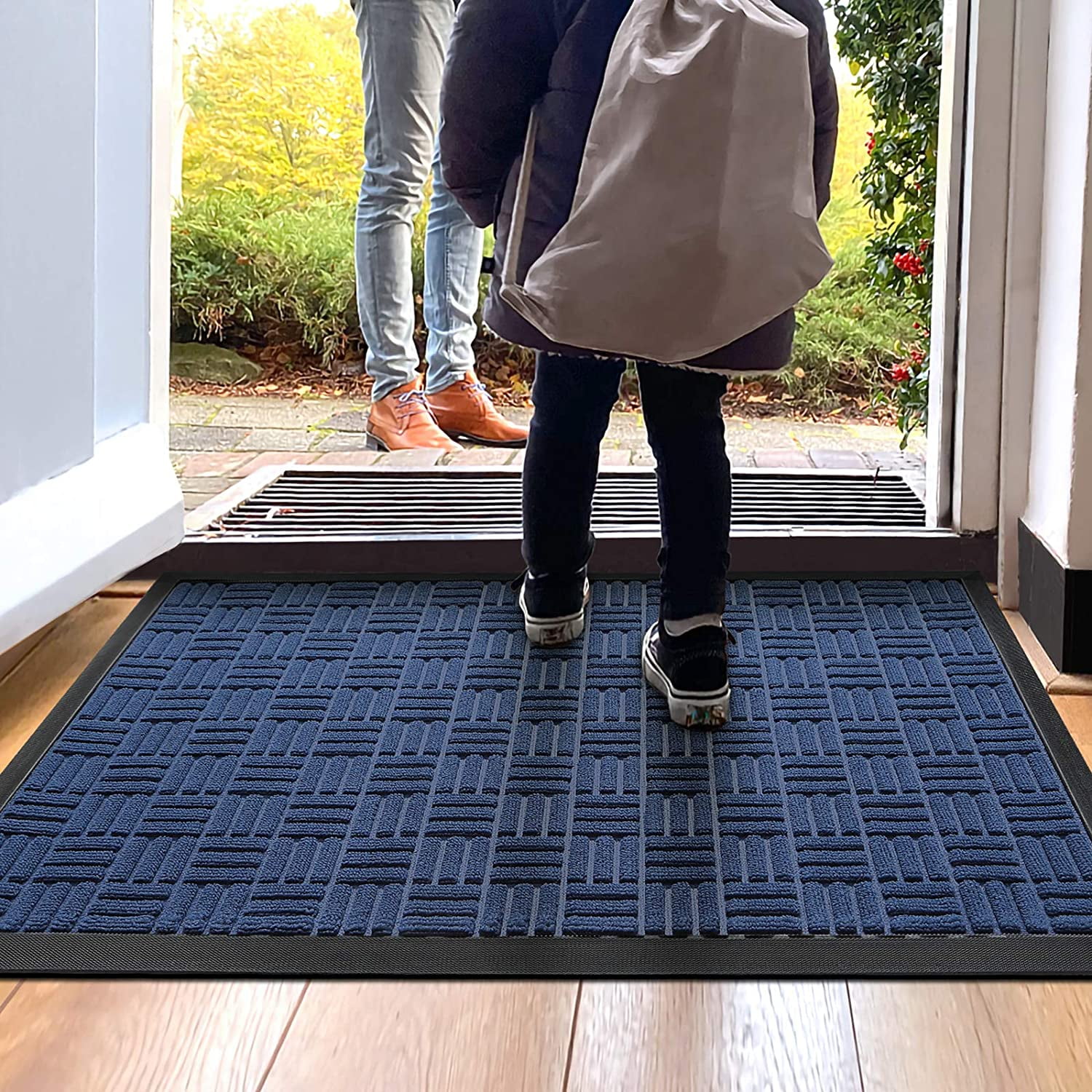 Floor Mat for Entry Patio 35"x23" Grey Rubber Door Mat for Indoor Outdoor 