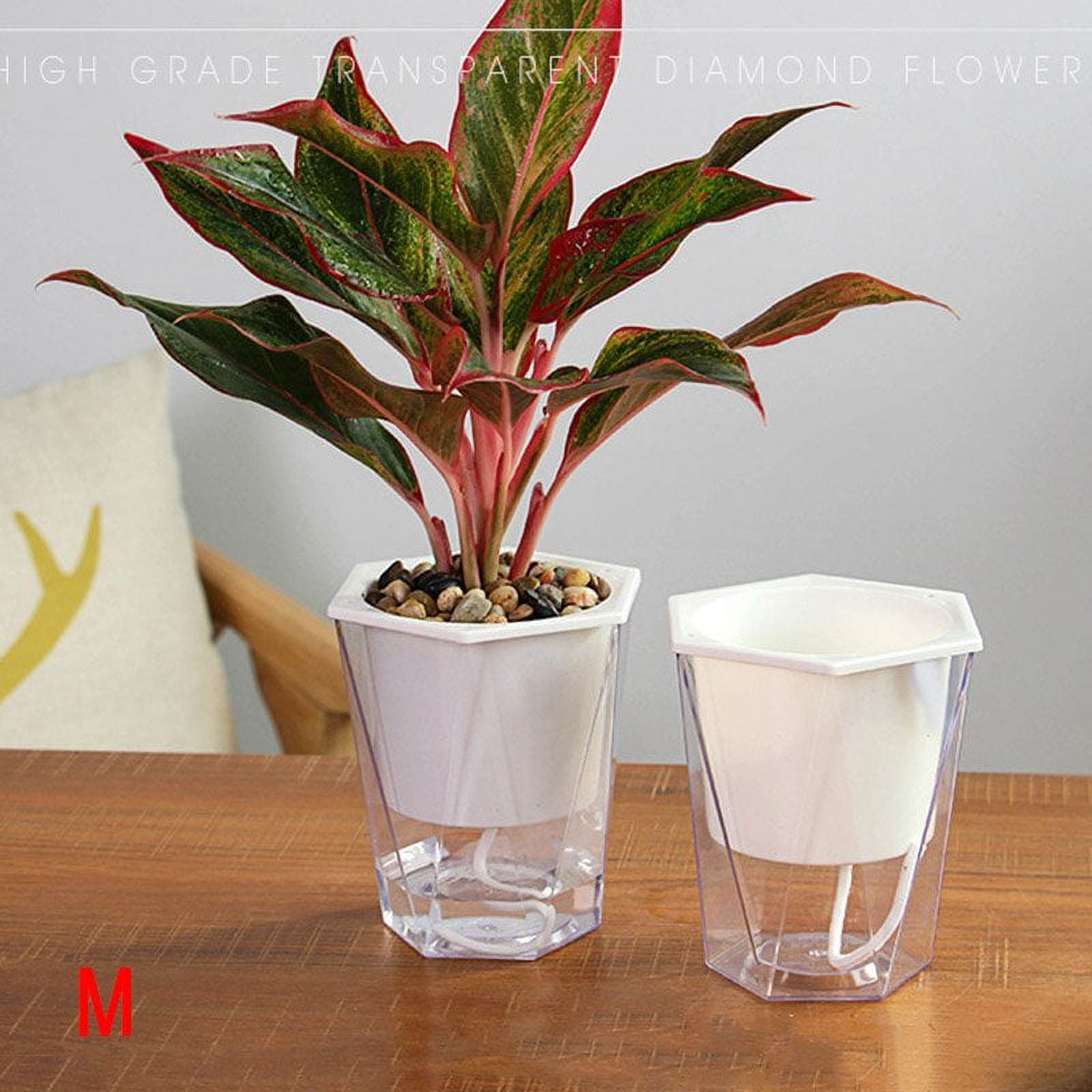 Flower Plant Pot Self Watering Planter Transparent Planting Flower Pot Water Storage Basin New