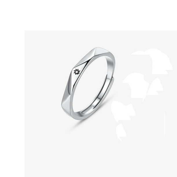 Anillo de pareja de sol y luna de plata esterlina S925 para hombre y mujer, par de anillos de pareja de sol y luna para celebrar la marea, joyería