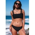 thumbnail image 3 of ABPHQTO Conjunto de bikini de falda de malla transparente con correas de encaje negro de 3 piezas para mujer, 3 of 5