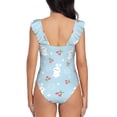 thumbnail image 6 of Yiaed Easter Rabbit Print Women's Ruffled One Piece Swimsuit V Neck Swimwear Slimming Monokini for Woman-Medium, 6 of 8