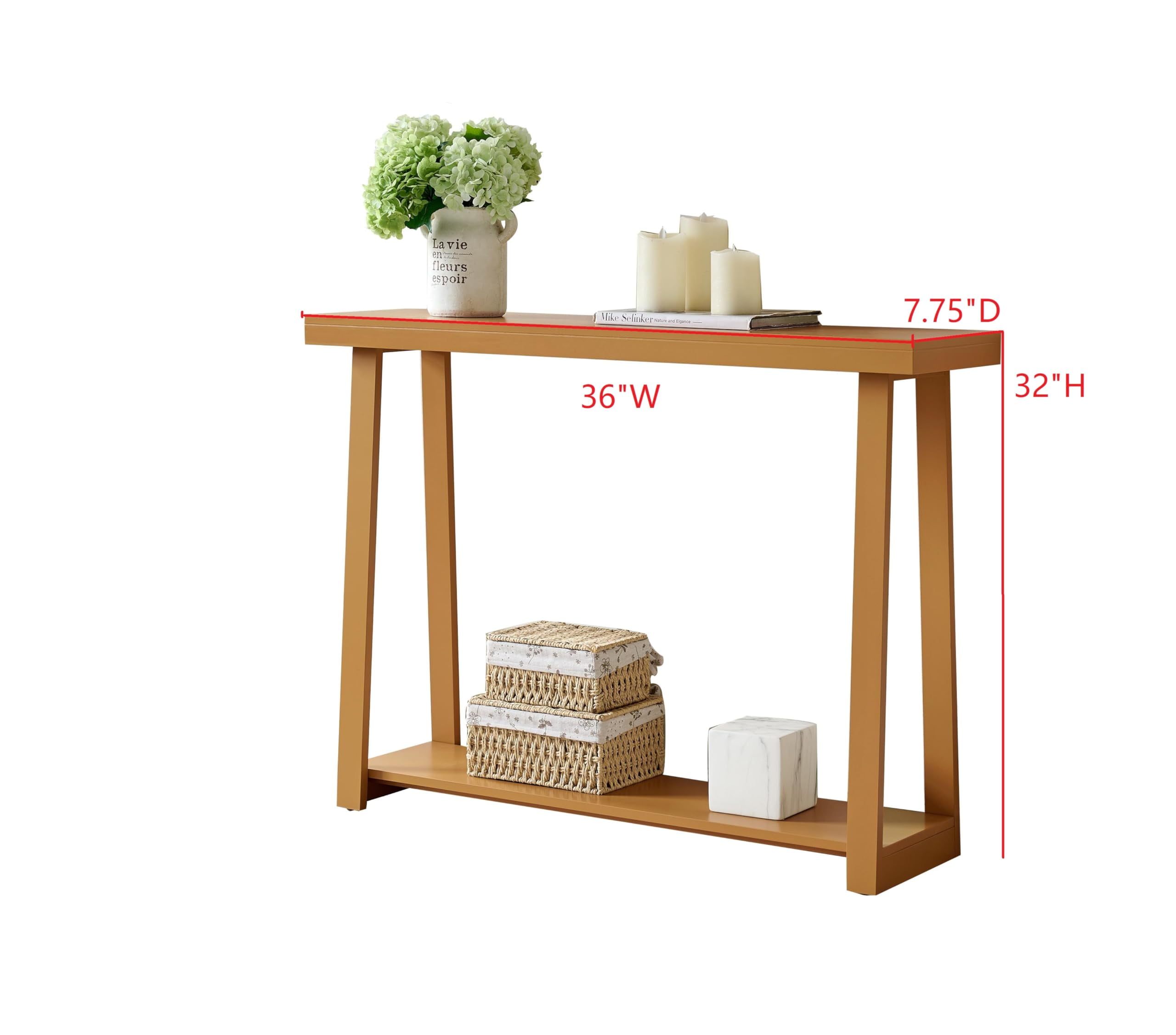 Kings Brand Furniture Emma Wood Console Sofa Table with Storage Shelf for Entryway, Hallway, Behind The Couch, Living Room, Foyer, Bedroom (Honey Mustard, 36 inches)