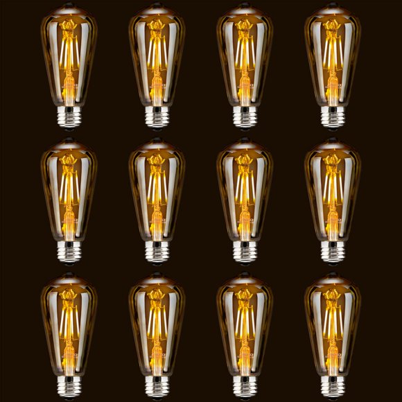 Ampoules Edison à Intensité Réglable à DEL 4 W Ampoule Vintage, 2200 K-2400 K Blanc Chaud (Verre Ambre), Ampoules Edison à DEL Antiquités, Filament à Cage Carrée, ST64, Base d'Ampoule E26 à DEL