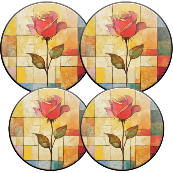 Electric Stove Burner Covers,4 Pcs Round Gas Burner Cover,8 and 10 Inch,Beautiful wildflower tea rose flower