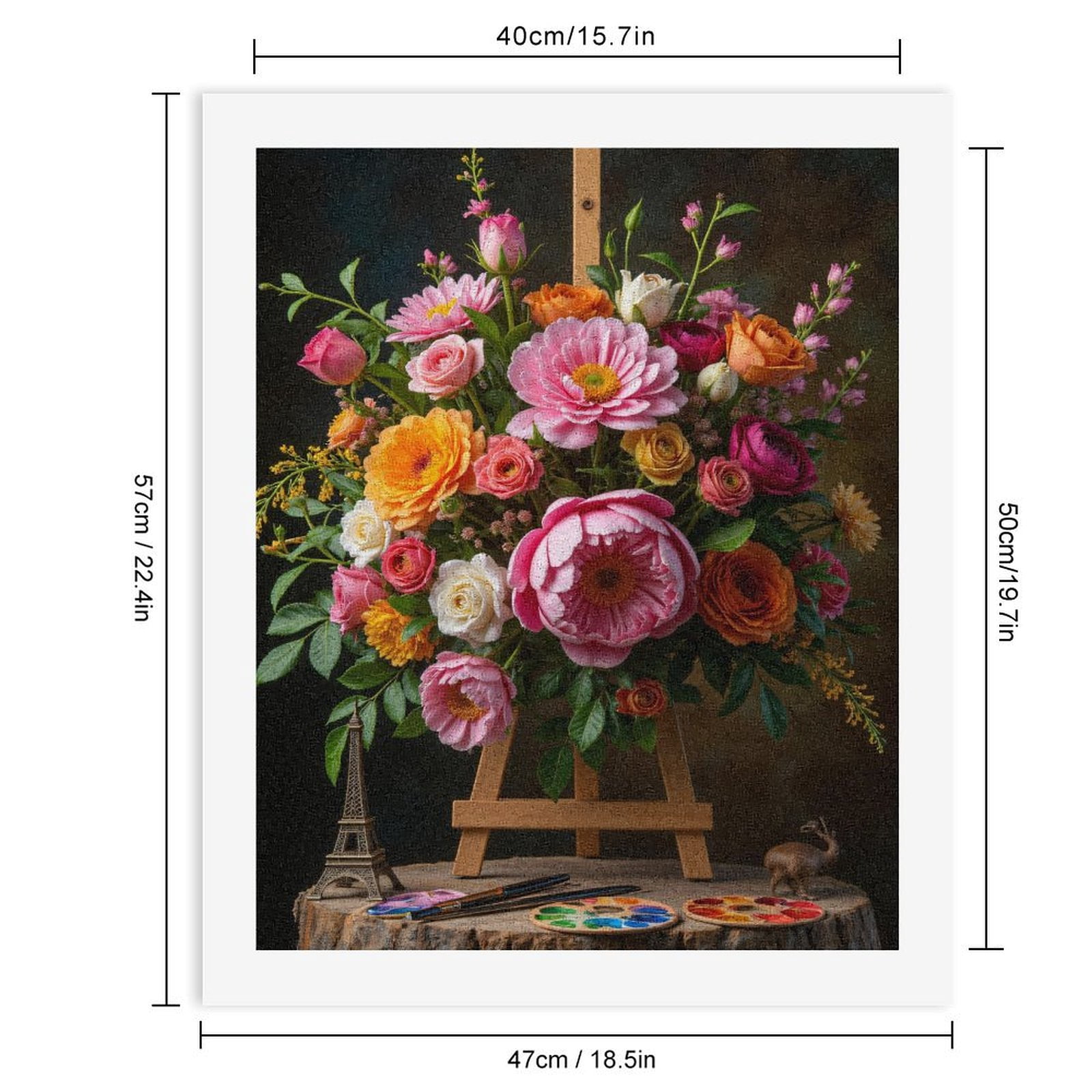 Paint By Numbers Kit for Adults Beginner - DIY Floral Art Bouquet With Easel Canvas Painting Kits for Adults, Frameless Paint By Number for Adults for Home Wall Decor 16x20 Inch