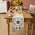 thumbnail image 3 of Table Runner - 72 Inch Long, Vintage Bees Crowns Kitchen Dining Table Runner Dresser Scarves, Rustic Leaves Rings Brown Gradient Farmhouse Decor for Coffee Tables Wedding Party Banquet, 3 of 8