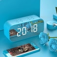 thumbnail image 3 of Alarm Clock with Bluetooth Speaker, Alarm Clock for Bedroom/Office, LED Digital Alarm Clock, Large Display Easy to Read Across,Makeup Mirror Multi-Function Desk Clock for Heavy Sleepers Adults(Blue), 3 of 5