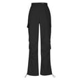 thumbnail image 4 of DPTALR Women's Elastic Waisted Parachute Hiking Pants,Lightweight Baggy with Pockets,Black,Size XXL, 4 of 9